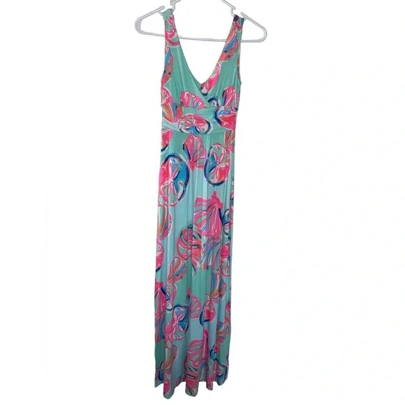 Lilly Pulitzer Sloane Maxi Dress Minty Fresh On The Rocks Seashell Size XXS - Picture 4 of 9